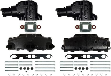 Exhaust Manifold & Riser Kit for MerCruiser 5.0L & 5.7L & 6.2L V8 (305/350/377), 14 Degree Riser Elbow, Dry-Joint 2002+ - Replaces 865735A02, 864591T02