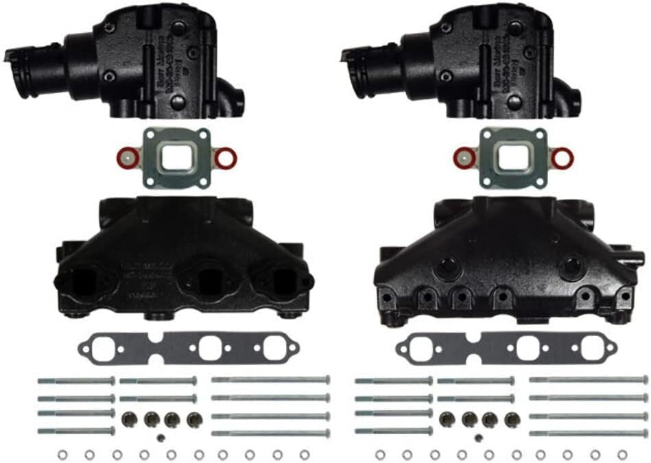 Manifold Exhaust Kit for Mercruiser V-6 Dry Joint 4.3-Liter with 7° Riser