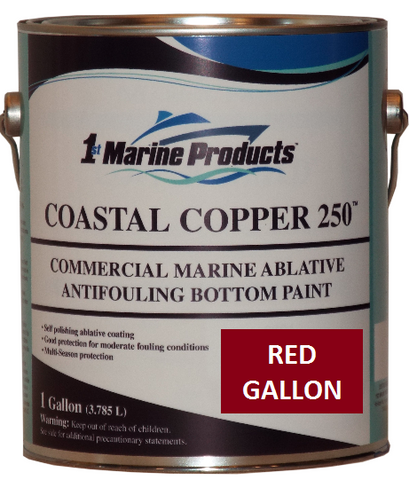 Coastal Copper 250 Ablative Antifouling Marine Bottom Paint Red Gallon
