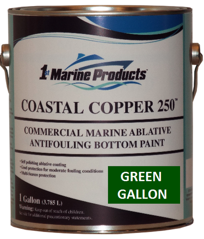 Coastal Copper 250 Ablative Antifouling Bottom Paint GREEN GALLON Marine Paint